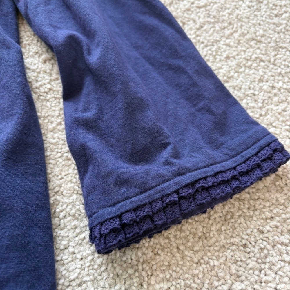 April Cornell‎ Tunic Womens S Blue Ruffle Lace Boho Cottage Collared Relaxed - Picture 6 of 11